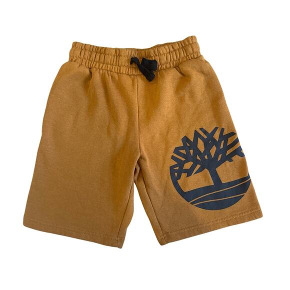 Timberland Boy's Fleece Pull-On Shorts Waist Drawstring Tree Logo Wheat Pocket - Picture 1 of 5
